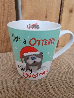 Have An Otterly Merry Christmas Mug Otter 4.5" Excellent Holiday Snow